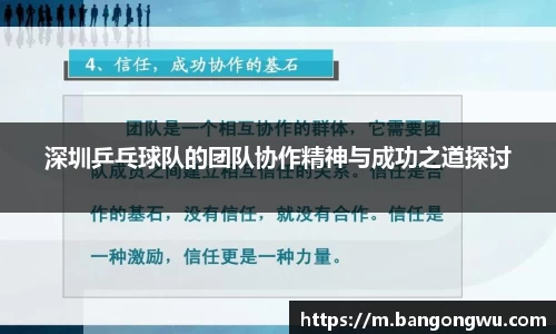 深圳乒乓球队的团队协作精神与成功之道探讨