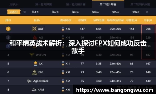 和平精英战术解析：深入探讨FPX如何成功反击敌手